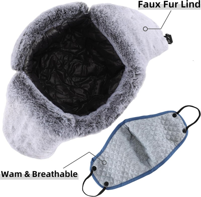 Connectyle Trapper Hat for Men Women Faux Fur Trooper Trapper Winter Hat with Ear Flaps Waterproof Ushanka Hunting Hats - Image 4